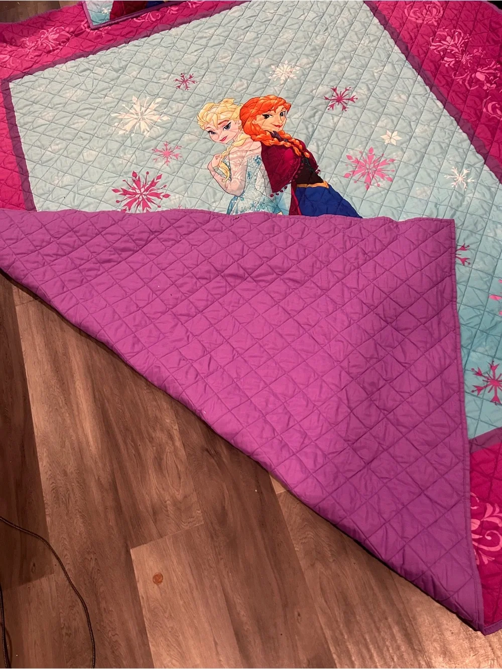 Frozen Girls' Pink & Aqua Quilt Set with Anna and Elsa Design twin 70wx83L